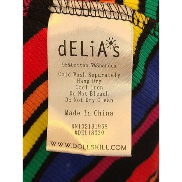 DELIAS x Dolls kill La Vida Loca Rainbow Striped Dress, 90s Y2K Whimsical | L - Picture 10 of 13